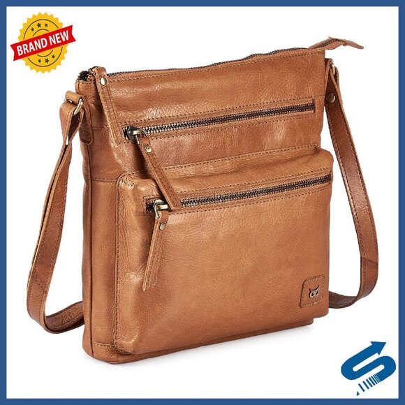 Handbags - Small Genuine Leather Crossbody Bag with Multiple Pockets Adjustable Strap